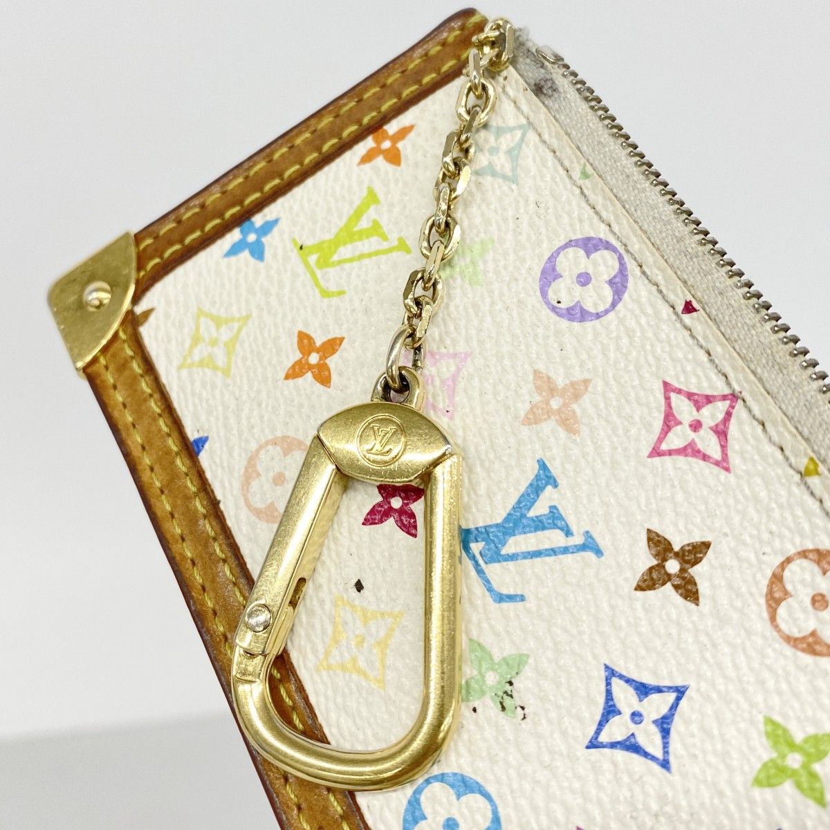 Louis Vuitton Coin Case Monogram Multicolor Pochette Cles Blanc — view 8
