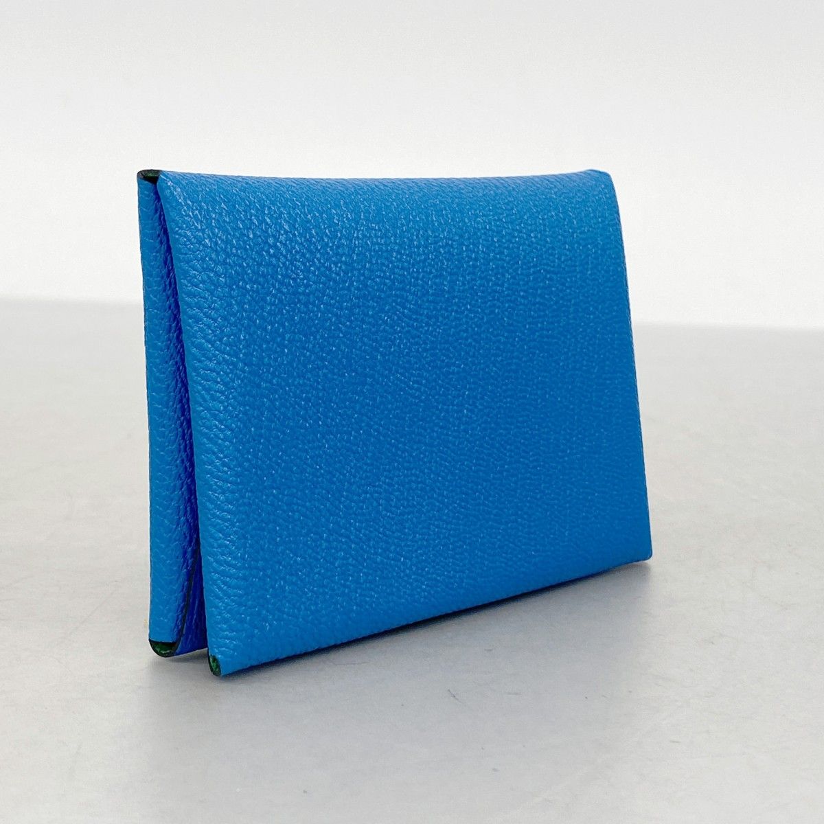 Hermes Coin Case Calvidio Verso Chevre Mysore Blue Zanzibar Mint Silver — view 2