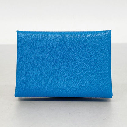 Hermes Coin Case Calvidio Verso Chevre Mysore Blue Zanzibar Mint Silver — view 5