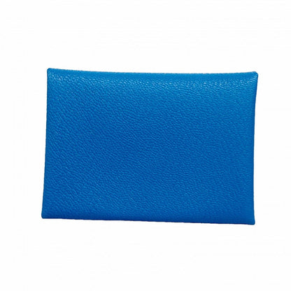 Hermes Coin Case Calvidio Verso Chevre Mysore Blue Zanzibar Mint Silver