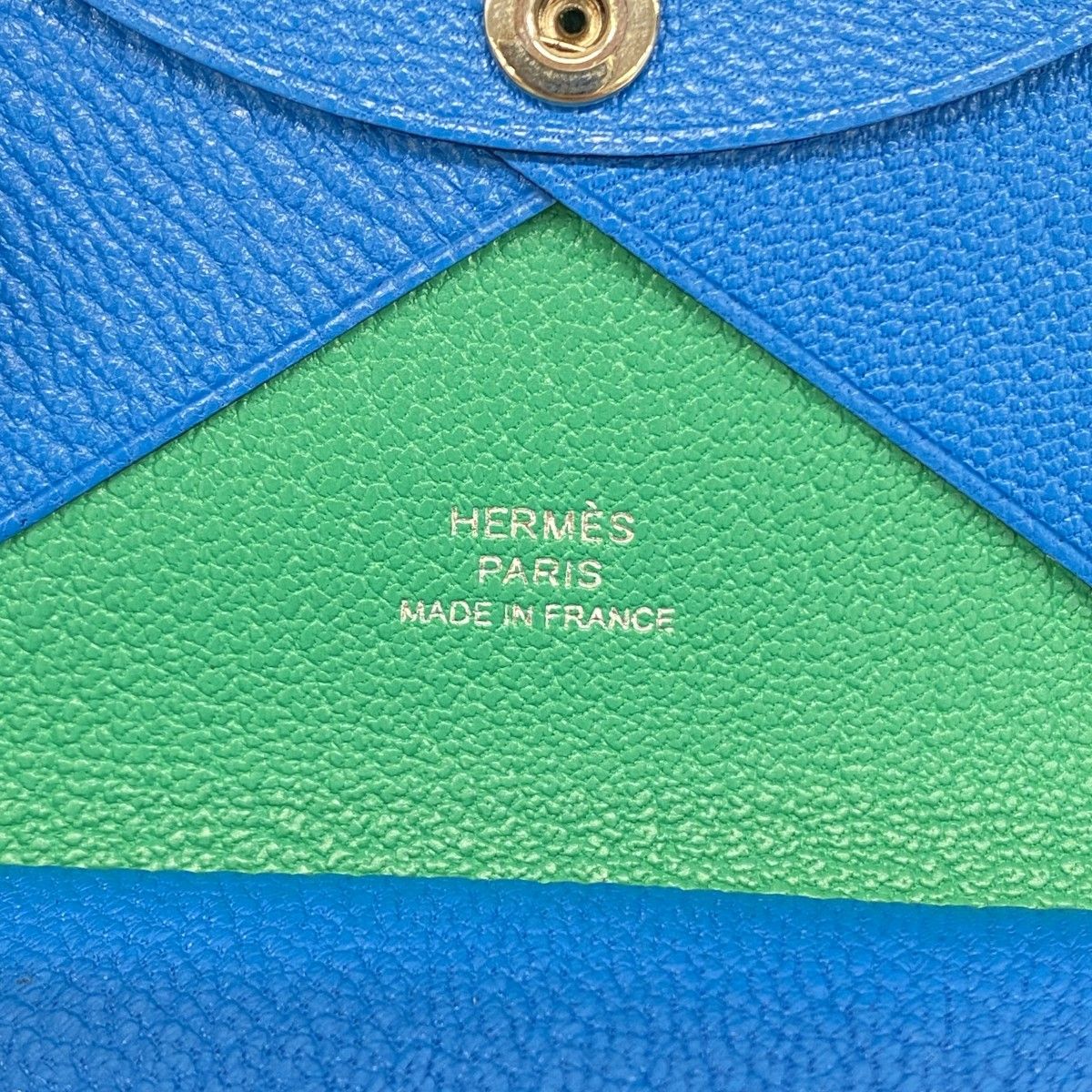 Hermes Coin Case Calvidio Verso Chevre Mysore Blue Zanzibar Mint Silver — view 4