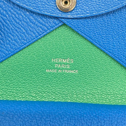 Hermes Coin Case Calvidio Verso Chevre Mysore Blue Zanzibar Mint Silver — view 4