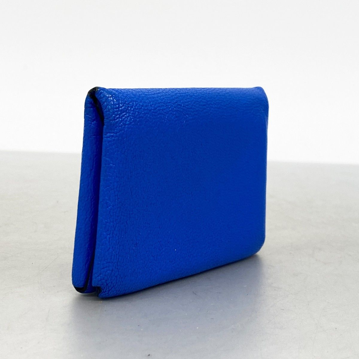 Hermes Card Case Calvi Duo Chevre Misor Blue Zelige Silver — view 2