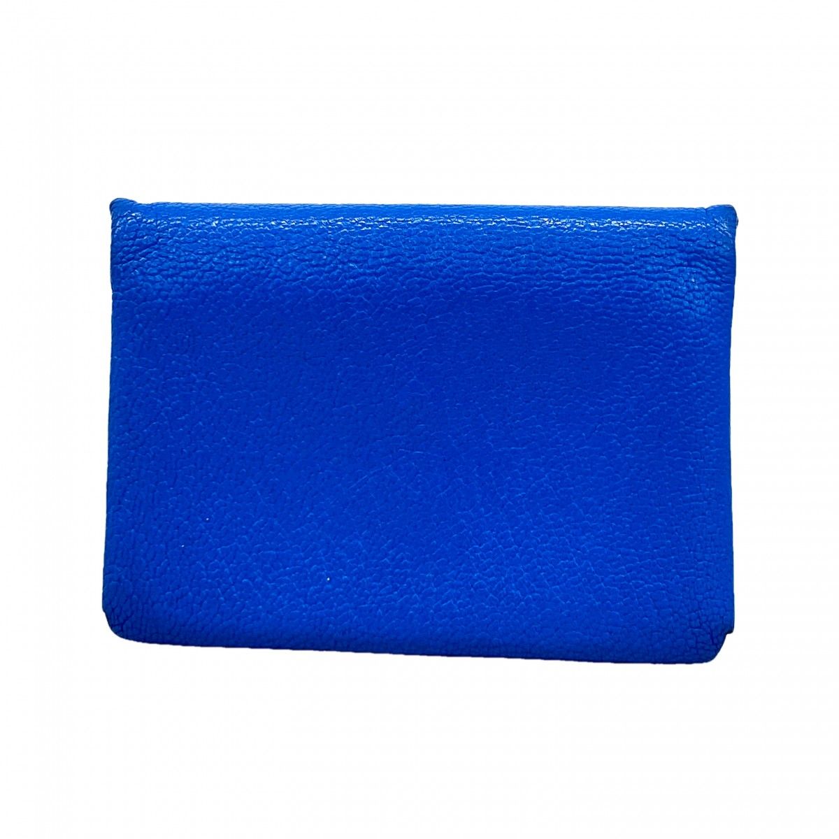 Hermes Card Case Calvi Duo Chevre Misor Blue Zelige Silver