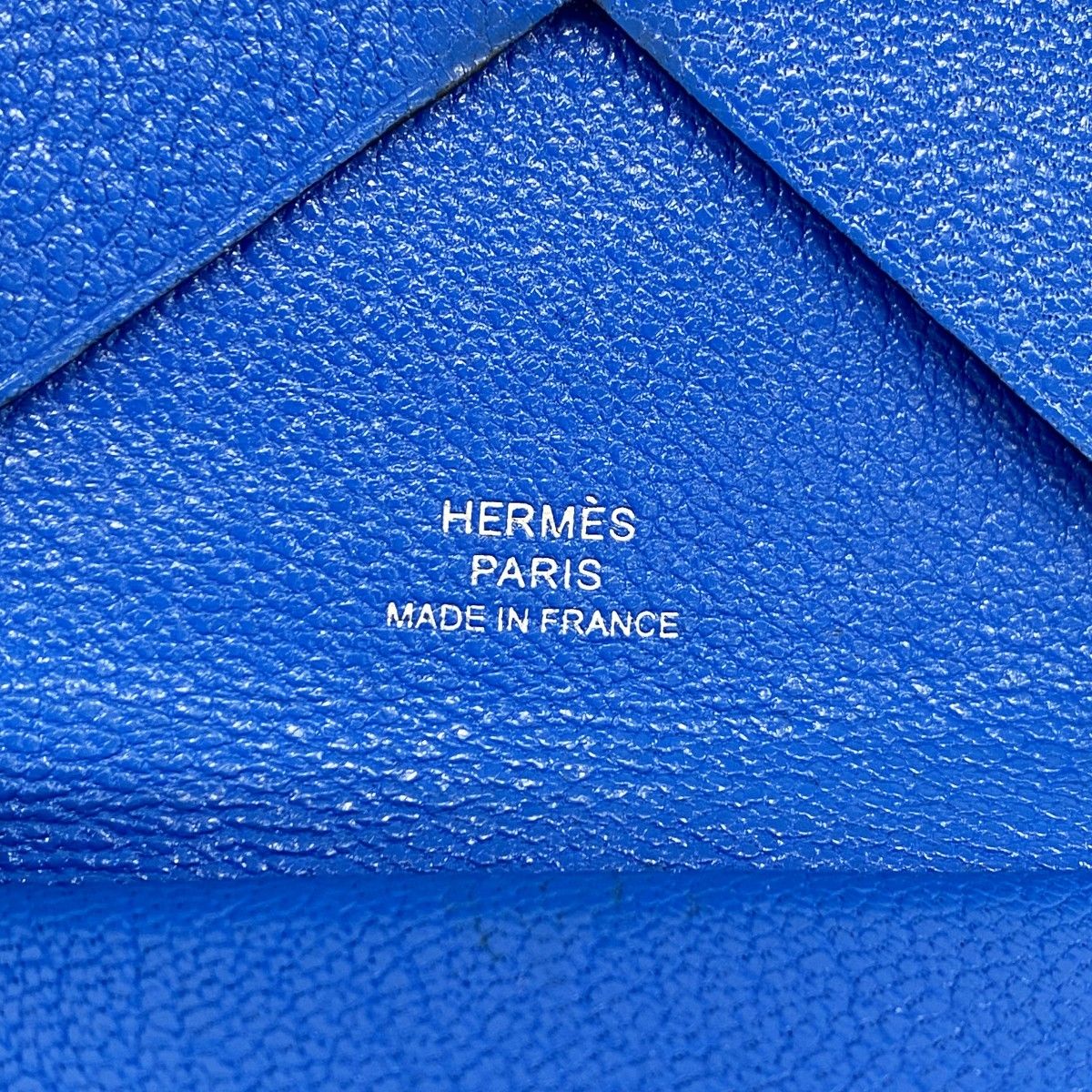 Hermes Card Case Calvi Duo Chevre Misor Blue Zelige Silver — view 4