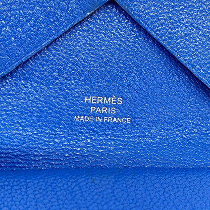 Hermes Card Case Calvi Duo Chevre Misor Blue Zelige Silver — view 4