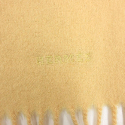 Hermes Scarf Logo Embroidery Fringe Yellow — view 9