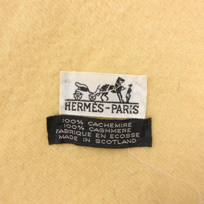Hermes Scarf Logo Embroidery Fringe Yellow — view 4