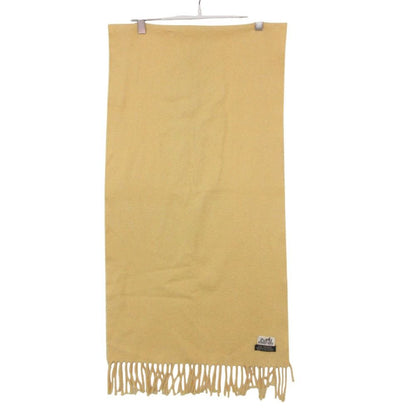 Hermes Scarf Logo Embroidery Fringe Yellow