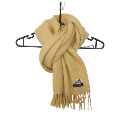 Hermes Scarf Logo Embroidery Fringe Yellow — view 3