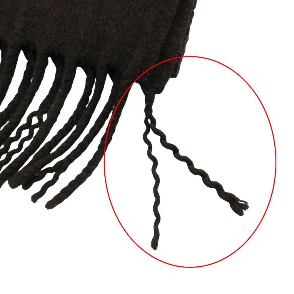Chanel Scarf Run Logo Embroidery Fringe Melton Brown — view 5