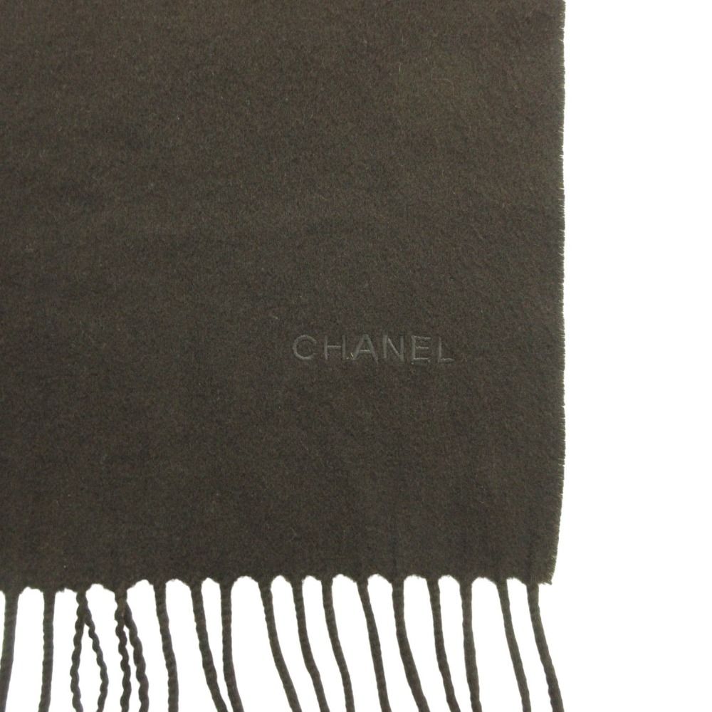 Chanel Scarf Run Logo Embroidery Fringe Melton Brown — view 3