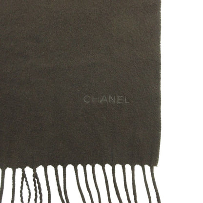 Chanel Scarf Run Logo Embroidery Fringe Melton Brown — view 3