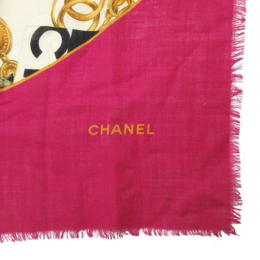 Chanel Shawl CC Logo Large Format Fringe Shaw Purple Scarf — view 8