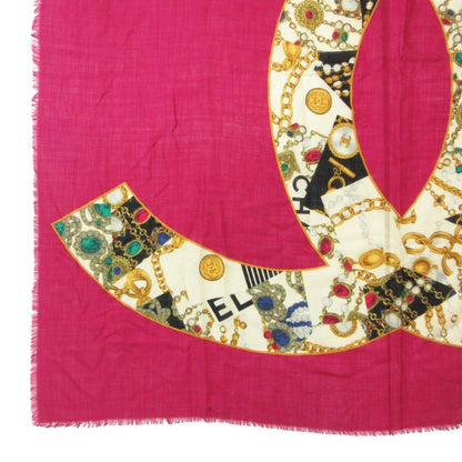 Chanel Shawl CC Logo Large Format Fringe Shaw Purple Scarf — view 4