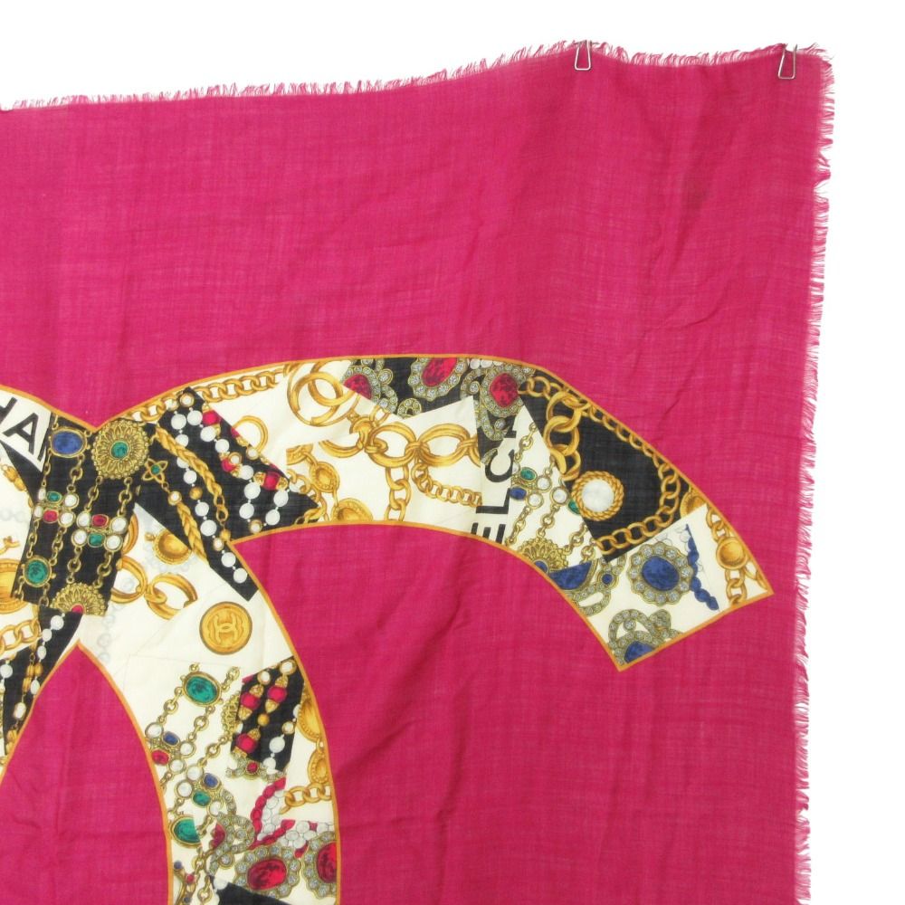 Chanel Shawl CC Logo Large Format Fringe Shaw Purple Scarf — view 5