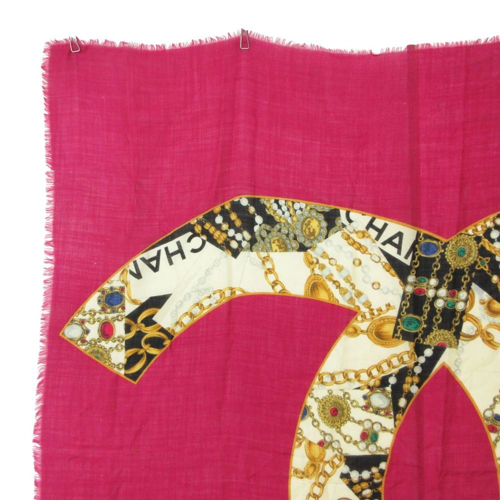 Chanel Shawl CC Logo Large Format Fringe Shaw Purple Scarf — view 6
