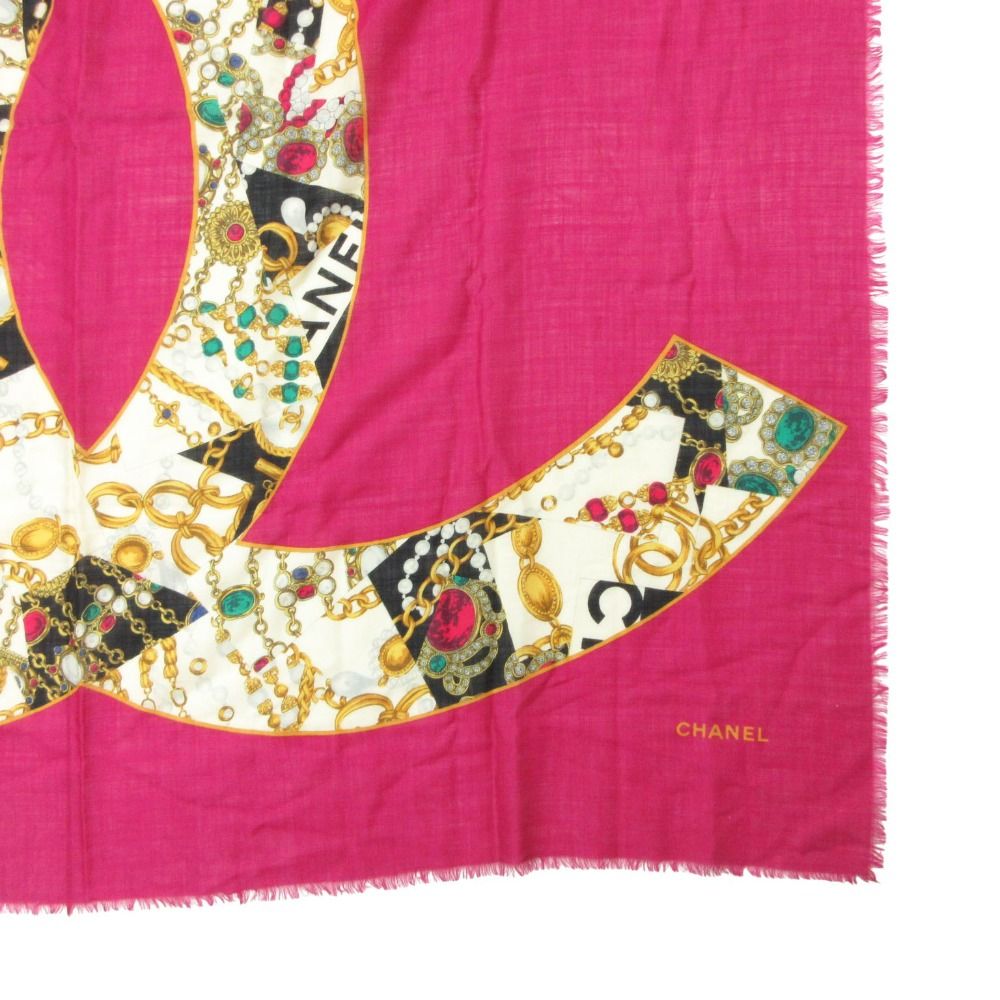 Chanel Shawl CC Logo Large Format Fringe Shaw Purple Scarf — view 3