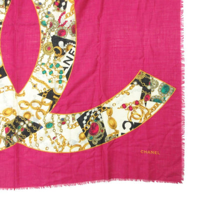 Chanel Shawl CC Logo Large Format Fringe Shaw Purple Scarf — view 3