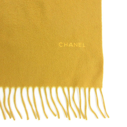 Chanel Scarf Logo Embroidery Fringe Large Format Yellow — view 4