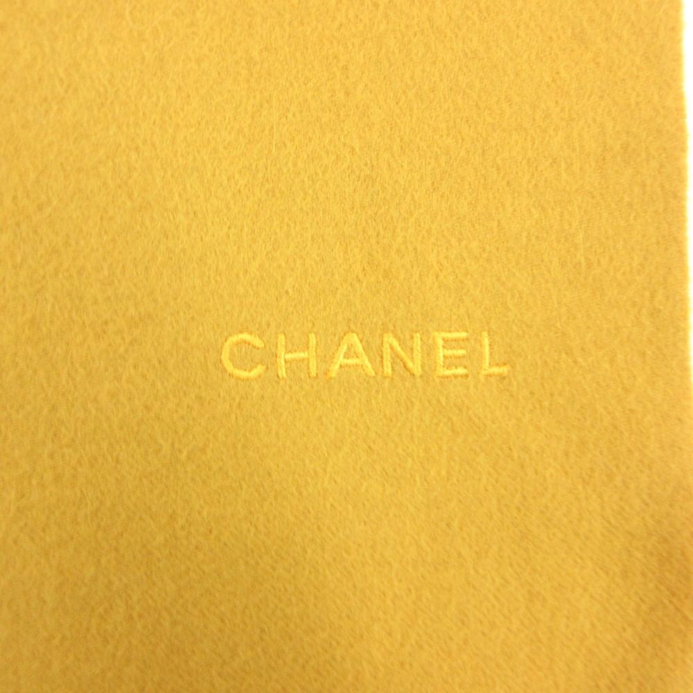 Chanel Scarf Logo Embroidery Fringe Large Format Yellow — view 5