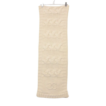 Chanel Scarf CC Logo Cashmere Knit Manknit White Sweater