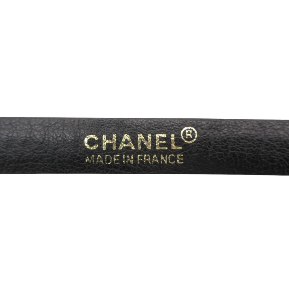 Chanel Belt Chain Buckle Leather Narrow Gold Black — view 7