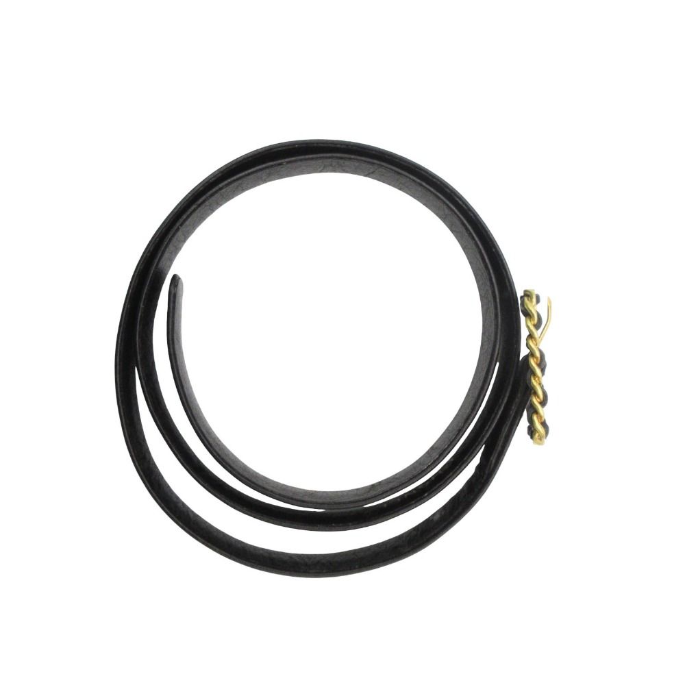 Chanel Belt Chain Buckle Leather Narrow Gold Black — view 2