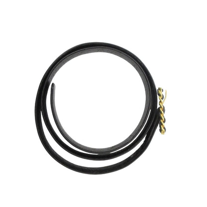 Chanel Belt Chain Buckle Leather Narrow Gold Black — view 2