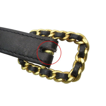 Chanel Belt Chain Buckle Leather Narrow Gold Black — view 8
