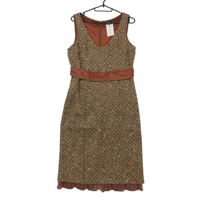 Dolce & Gabbana D&G Dress Sleeveless Tweed Strikebelt Brown 40