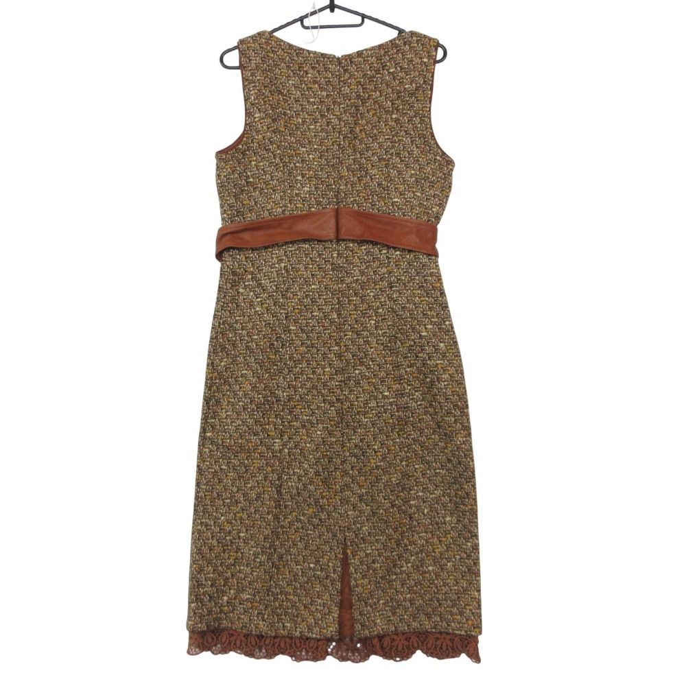 Dolce & Gabbana D&G Dress Sleeveless Tweed Strikebelt Brown 40 — view 2