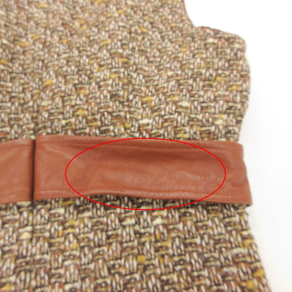 Dolce & Gabbana D&G Dress Sleeveless Tweed Strikebelt Brown 40 — view 7