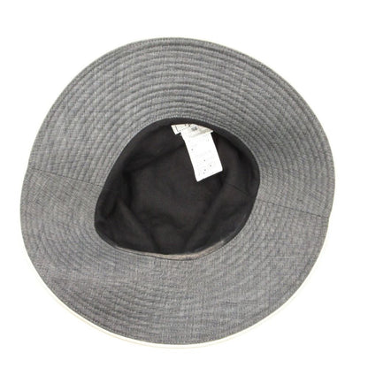 Hermes Hat Linen Leather Piping Bakeha Bucket Hat Hat Cut Replacement Gray — view 6