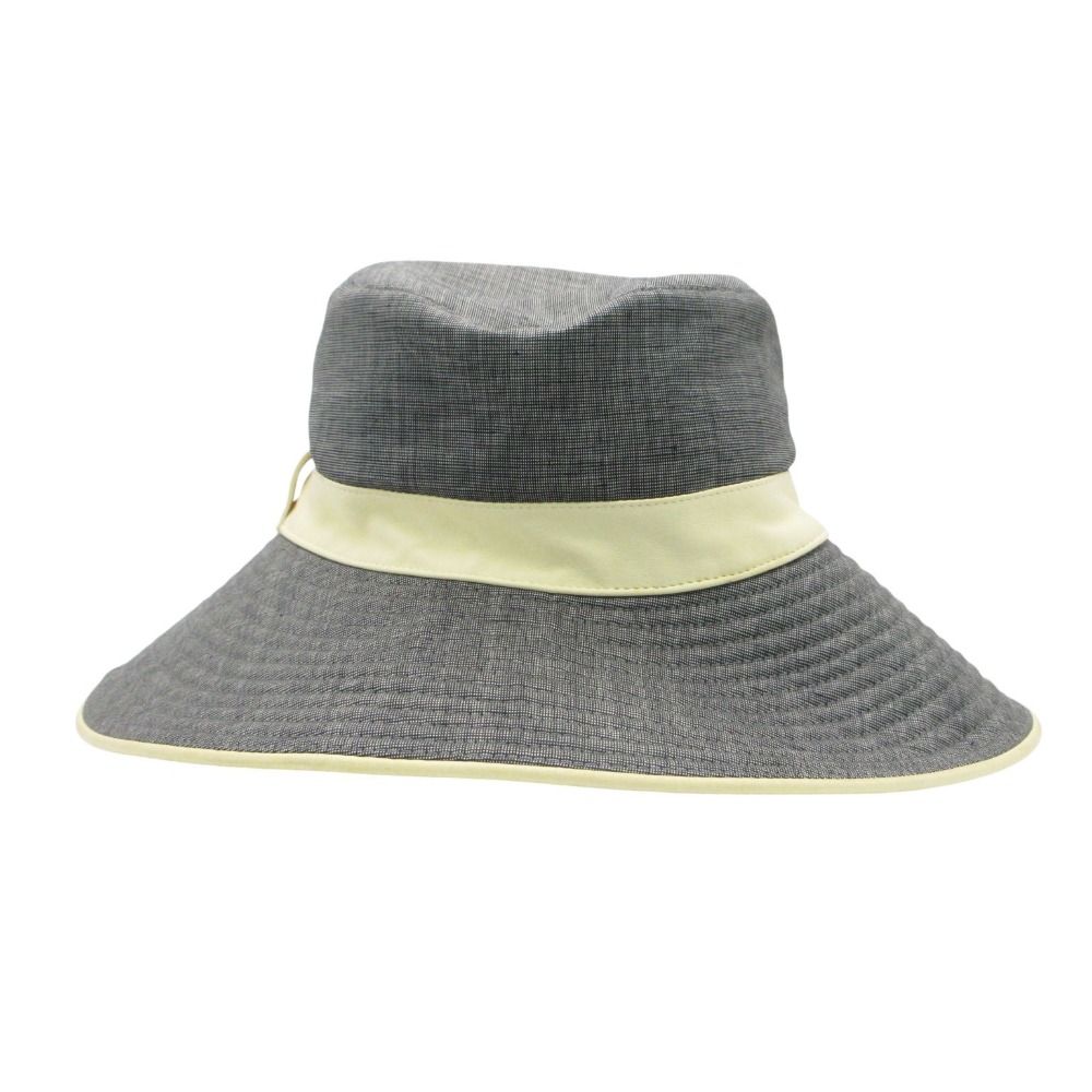 Hermes Hat Linen Leather Piping Bakeha Bucket Hat Hat Cut Replacement Gray