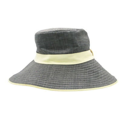 Hermes Hat Linen Leather Piping Bakeha Bucket Hat Hat Cut Replacement Gray — view 2