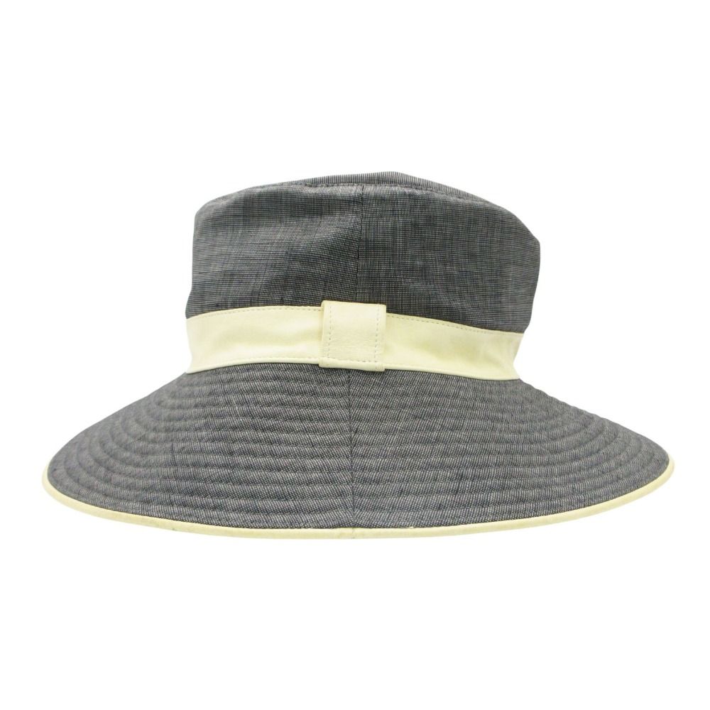 Hermes Hat Linen Leather Piping Bakeha Bucket Hat Hat Cut Replacement Gray — view 3
