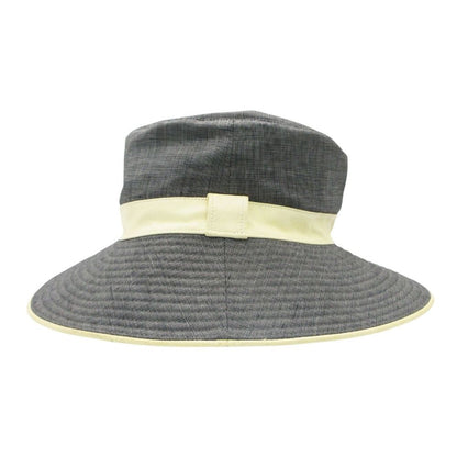 Hermes Hat Linen Leather Piping Bakeha Bucket Hat Hat Cut Replacement Gray — view 3