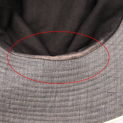 Hermes Hat Linen Leather Piping Bakeha Bucket Hat Hat Cut Replacement Gray — view 7
