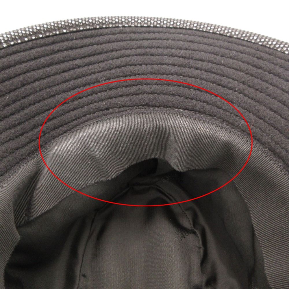 Hermes Hat Leather Trimming Bakeha Buckethat Hat Black — view 8