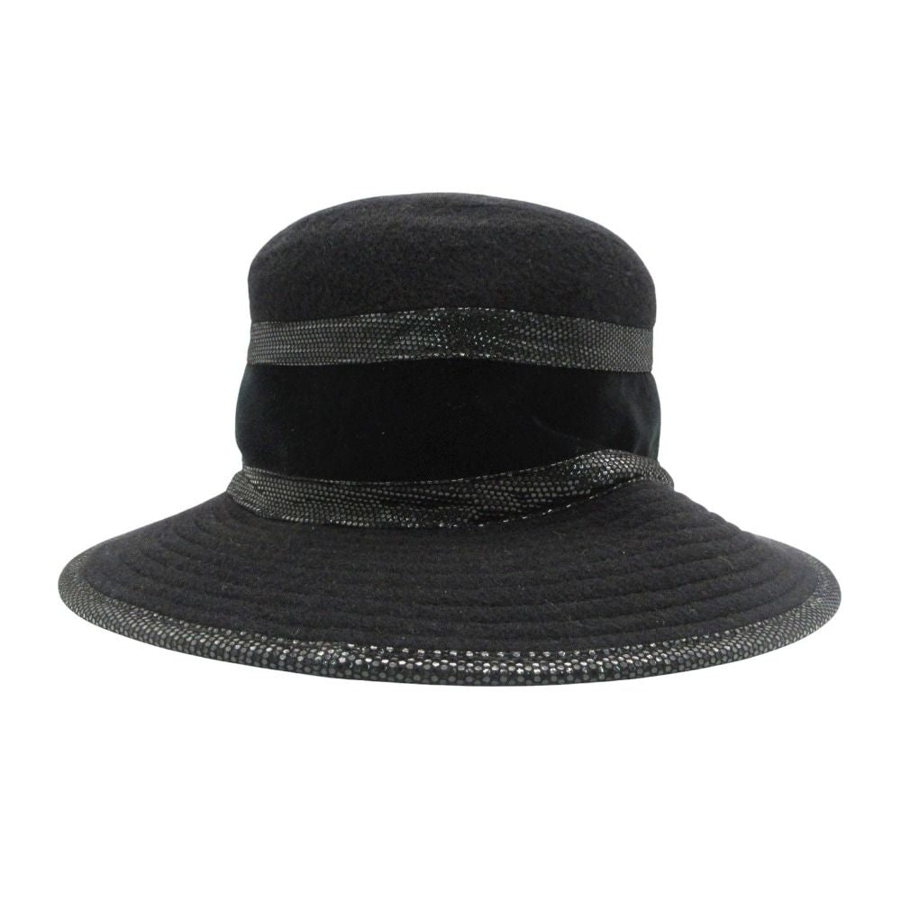 Hermes Hat Leather Trimming Bakeha Buckethat Hat Black — view 4