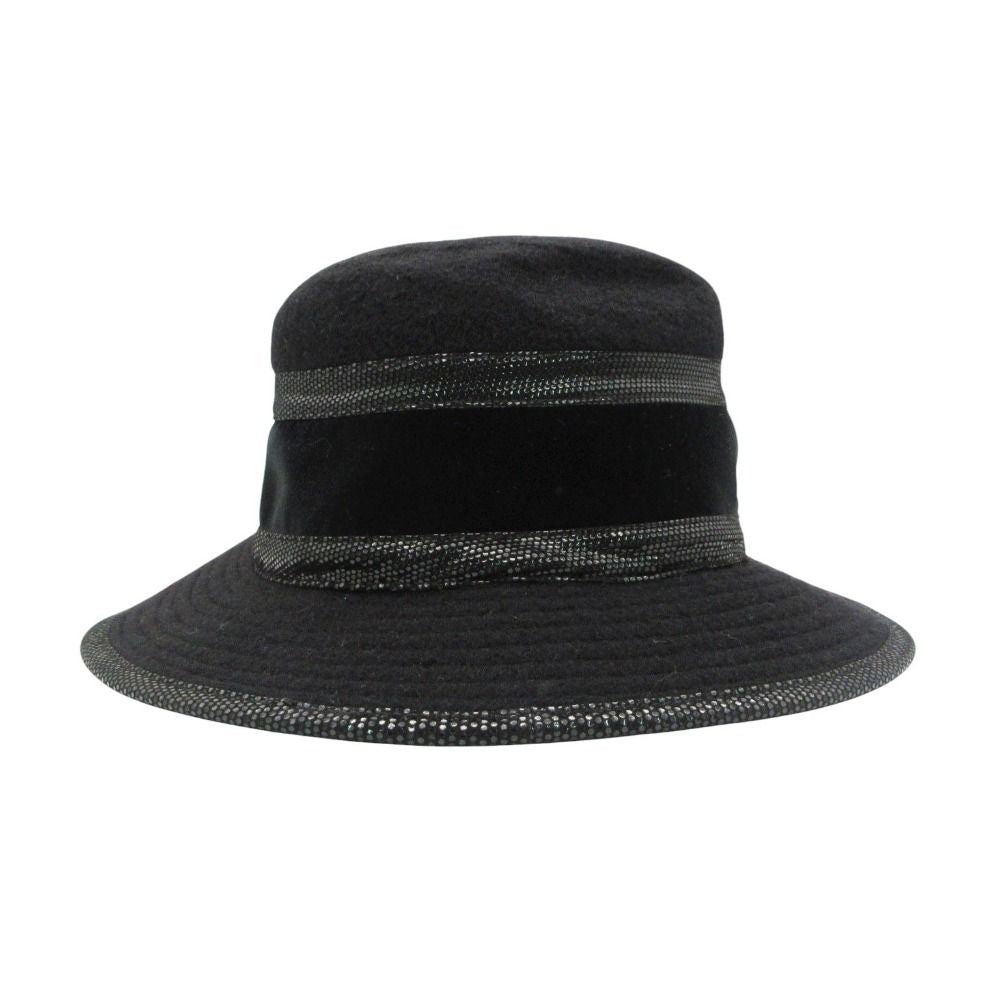 Hermes Hat Leather Trimming Bakeha Buckethat Hat Black — view 3