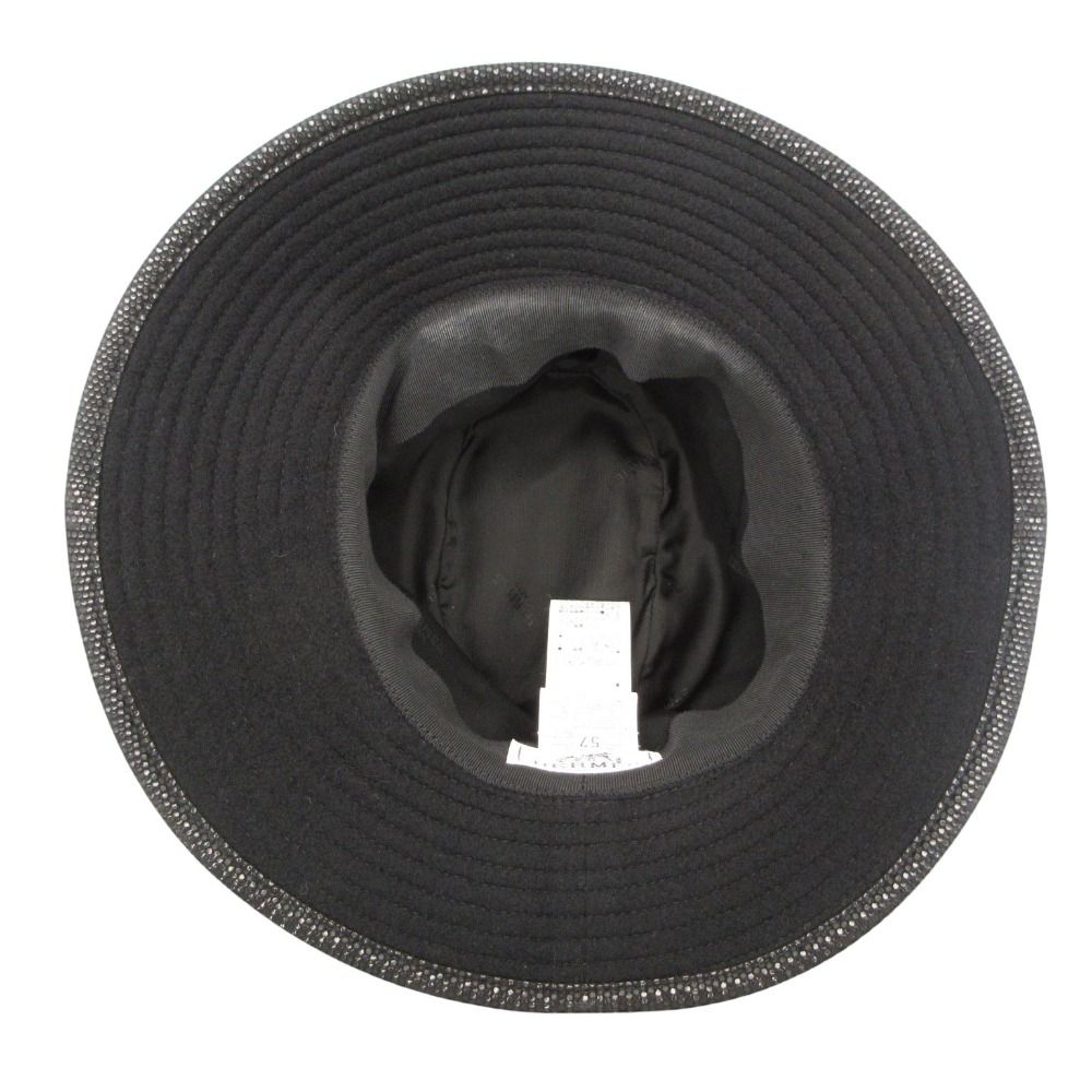 Hermes Hat Leather Trimming Bakeha Buckethat Hat Black — view 6