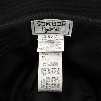 Hermes Hat Leather Trimming Bakeha Buckethat Hat Black — view 7