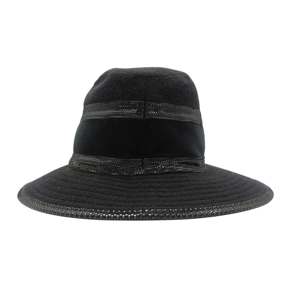 Hermes Hat Leather Trimming Bakeha Buckethat Hat Black — view 2