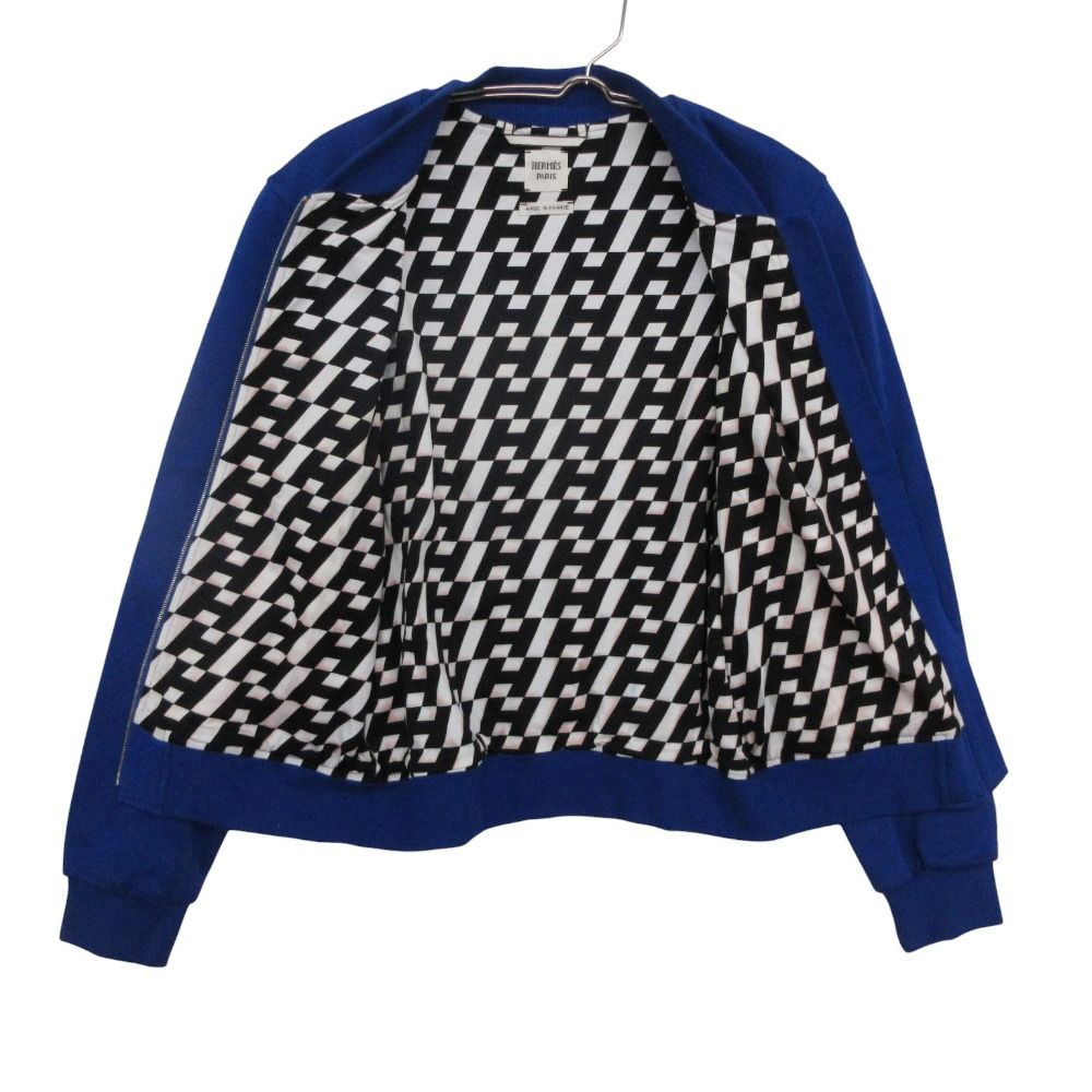 Hermes Jacket Bomber Shaw-g Length Logo Lining Zip Outer Blue — view 3