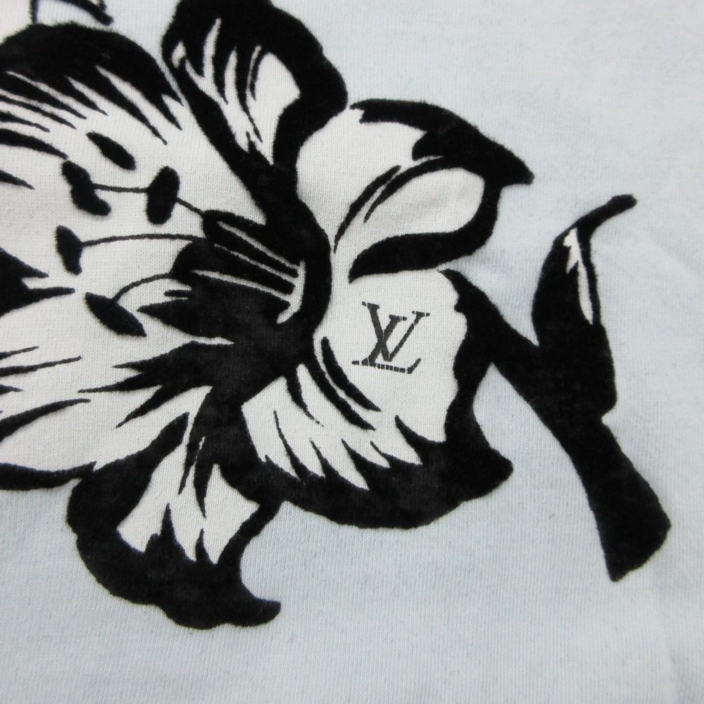 Louis Vuitton Short Sleeve T-Shirt Flower Print Top Cotton Lightblue SS — view 6