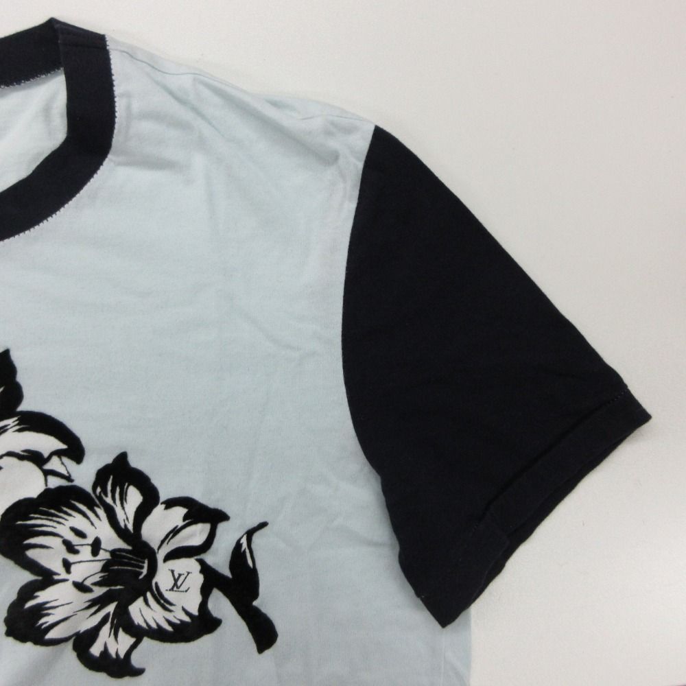 Louis Vuitton Short Sleeve T-Shirt Flower Print Top Cotton Lightblue SS — view 5