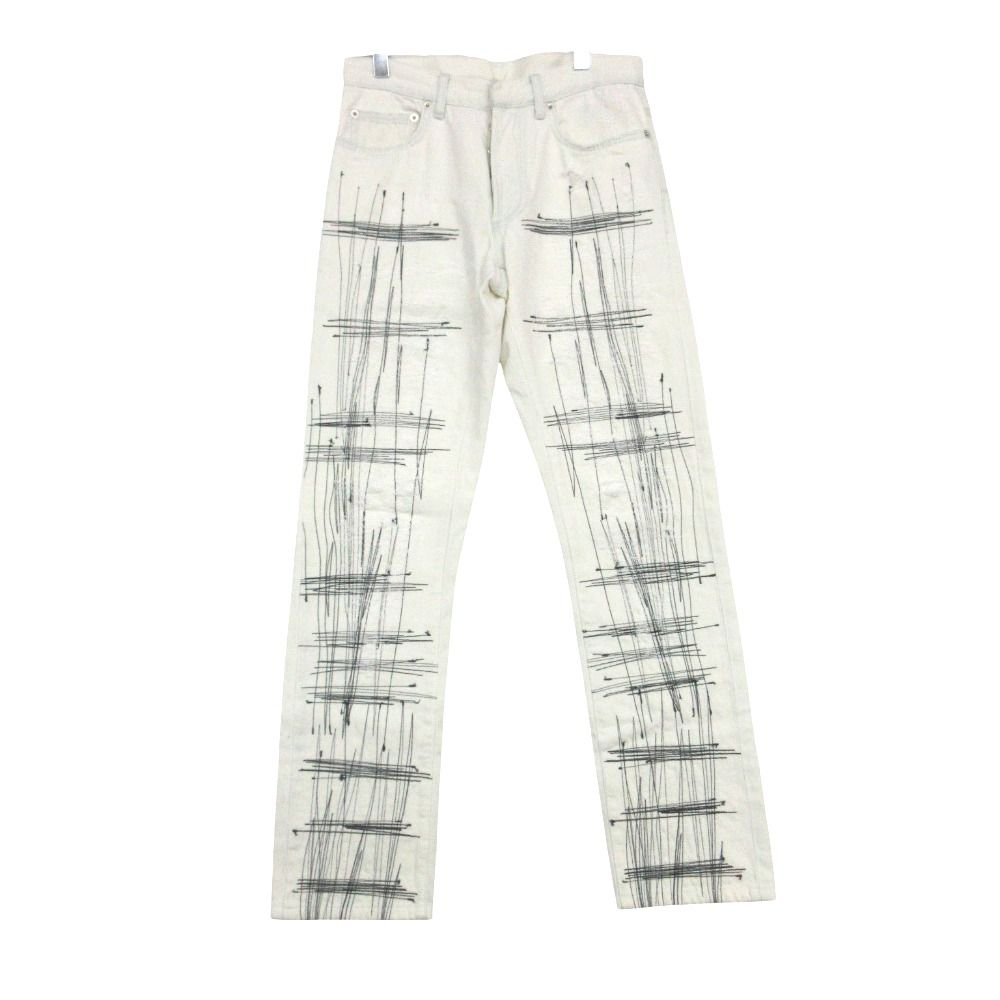 Dior Homme Dio Denim Pants Embroidery Run ns White