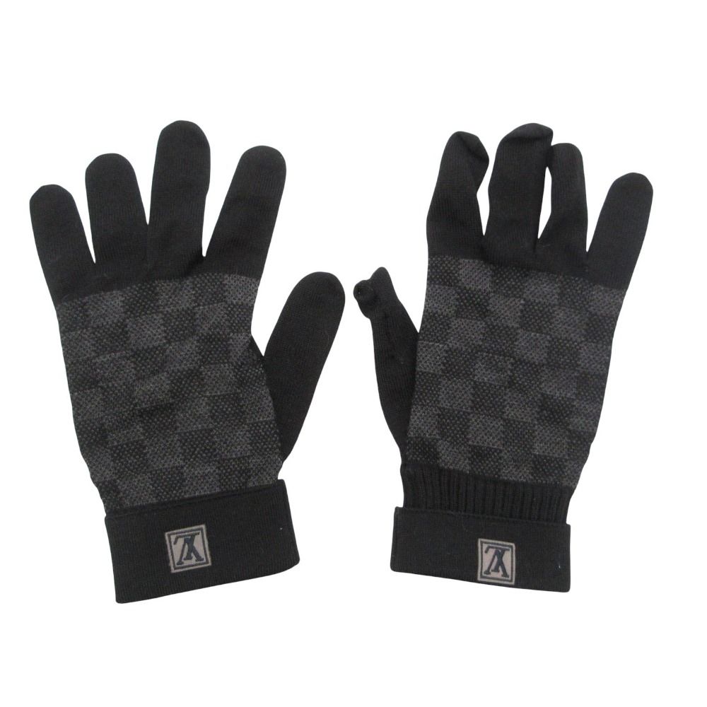 Louis Vuitton Gloves Petit Damier Graphite Logo Black